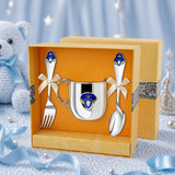 Baby Geschenkset 925 Silber Prinz – 3 - teilig mit blauer Emaille