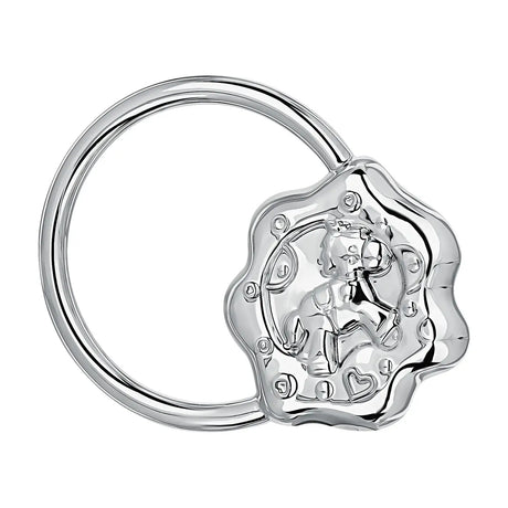 Runde Babyrassel Pony aus 925 Silber – edles Taufgeschenk für Jungen & Mädchen in Geschenkbox.