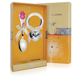 Baby Geschenkset 925 Silber Herz – Babylöffel & Beißring