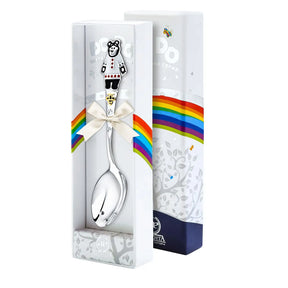 Babylöffel 925 Silber mit Bär-Motiv aus Emaille in Geschenkbox – ideales Geschenk zur Geburt oder Taufe.