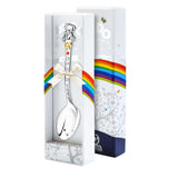 Babylöffel aus 925 Silber mit vergoldetem Teddybär und Emaille in Geschenkbox – perfektes Geschenk zur Geburt.