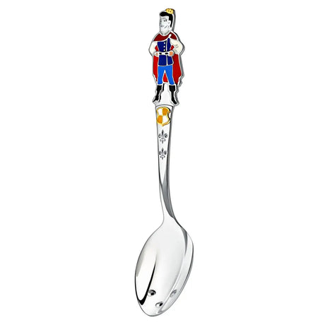 Babylöffel 925 Silber & Emaille – Kleiner Prinz mit vergoldeter Krone | Geburtsgeschenk für Jungen in Geschenkbox, mit Gravur-Option.