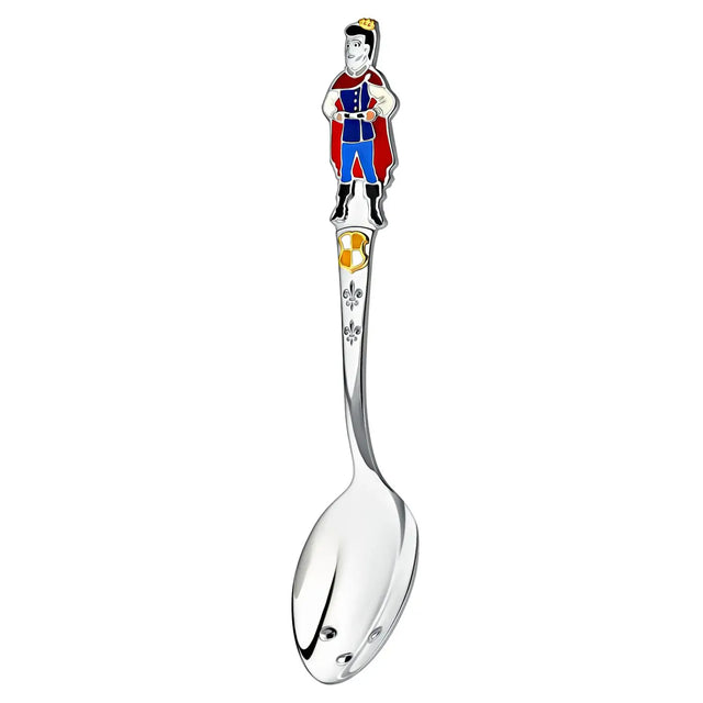 Babylöffel 925 Silber & Emaille – Kleiner Prinz mit vergoldeter Krone | Geburtsgeschenk für Jungen in Geschenkbox, mit Gravur-Option.