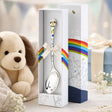 Babylöffel 925 Silber & Emaille mit schwarz-weißem Welpen-Motiv — Lifestyle-Setting, liebevolles Geschenk zur Geburt