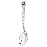 Luxus-Taufgeschenk: Silberlöffel gravierbar & Rassel aus Sterling Silber mit farbigen Details.