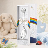 Babylöffel 925 Silber mit Marienkäfer-Motiv — Lifestyle-Setting, Glücksgeschenk zur Geburt
