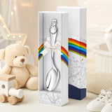 Babylöffel 925 Silber mit Schneemann-Motiv — Lifestyle-Setting, Weihnachtsgeschenk für Babys