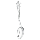 Babylöffel 925 Silber Sterne & Mond – Relief vorne, glatte Rückseite gravierbar, Geschenk zur Geburt oder Taufe.
