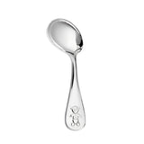 Babylöffel aus 925 Silber mit niedlichem Teddybär-Motiv – poliert und gebogen.