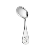 Babylöffel aus 925 Silber mit niedlichem Teddybär-Motiv – poliert und gebogen.