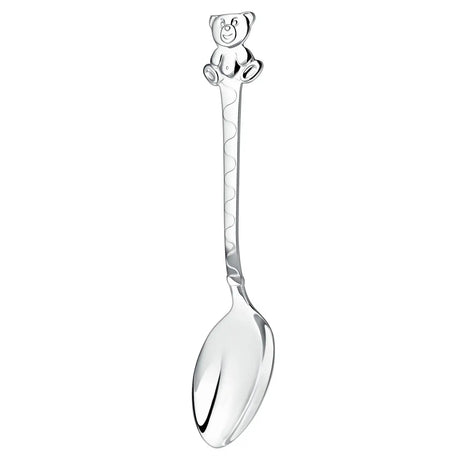 Babylöffel 925 Silber mit Teddybär-Motiv, sanftes Relief – optional mit Gravur als persönliches Geschenk zur Geburt oder Taufe.