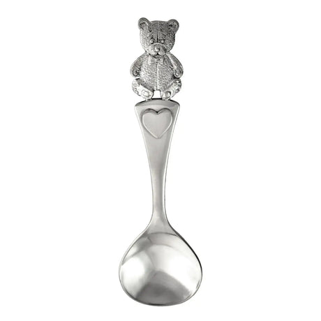 Babylöffel 925 Silber mit Teddybär und Herz – ideales Geschenk zur Taufe oder Geburt, Gravur möglich.