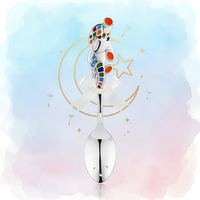 Babylöffel 925 Silber – Fliegender Elefant mit orange Emaille