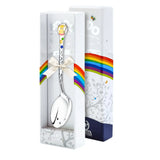  Babylöffel aus 925 Silber mit rosa Engelmotiv, Emaille & Vergoldung – Geschenk zur Taufe für Mädchen in Geschenkverpackung.