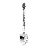 Patengeschenk Löffel 925 Silber Entchen — Entchen auf Zifferblatt-Medaillon, Entenreihe am Stiel, zwei Entchen in der Schale