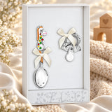 Babylöffel & Schnuller Set 925 Silber Pferd orange in der Geschenkbox — Lifestyle-Setting