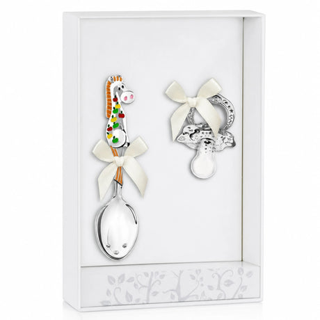 Babylöffel & Schnuller Set 925 Silber Pferd orange - Premium Geschenkideen