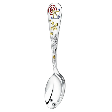 Babylöffel Sternzeichen Schütze 925 Silber – Emaille & Vergoldung, Geschenk zur Geburt oder Taufe