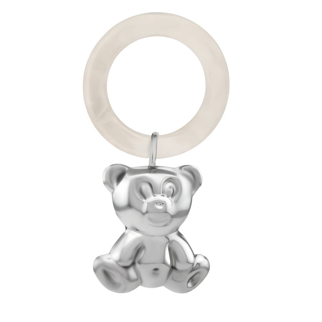 Edle Babyrassel Silber 925 mit Teddybär-Anhänger & Beißring – Hochwertiges Geschenk zur Geburt & Taufe.