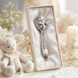 Babyrassel 925 Silber mit Engel-Design — Lifestyle-Setting, Geschenk zur Taufe