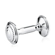 Babyrassel 925 Silber Hantel Zaramella — klassische Hantelform mit Perlrand an beiden gewölbten Scheiben, gravierbar, Freisteller