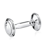 Babyrassel 925 Silber Hantel Zaramella — klassische Hantelform mit Perlrand an beiden gewölbten Scheiben, gravierbar, Freisteller