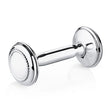 Babyrassel 925 Silber Hantel Zaramella — klassische Hantelform mit feinem Perlrand auf glatter, gravierbarer Scheibe, Freisteller