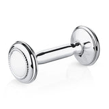Babyrassel 925 Silber Hantel Zaramella — klassische Hantelform mit feinem Perlrand auf glatter, gravierbarer Scheibe, Freisteller