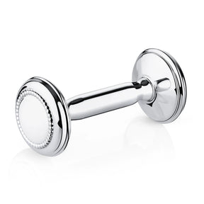 Babyrassel 925 Silber Hantel Zaramella — klassische Hantelform mit feinem Perlrand auf glatter, gravierbarer Scheibe, Freisteller
