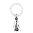 Babyrassel 925 Silber Hase Zaramella — ziselierte Hasen-Figur als Anhänger am perlweißen Acryl-Beißring, Freisteller