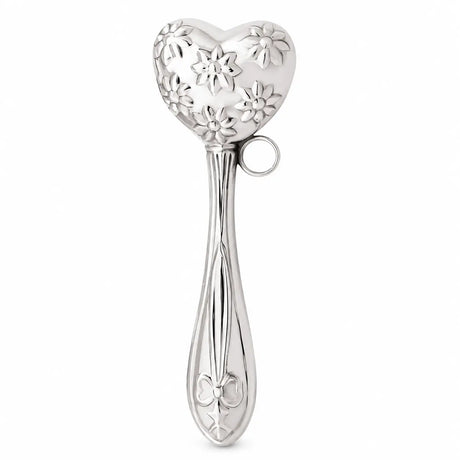 Babyrassel mit Herz & Blumen aus 925 Sterling Silber – 13cm