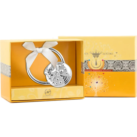 Babyrassel Marienkäfer Ring 925 Silber in Geschenkbox verschenkfertig Taufgeschenk