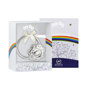 Babyrassel Vogel Ring 925 Silber kompakt in Geschenkbox verschenkfertig Taufgeschenk