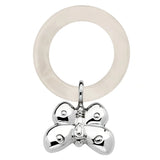 Babyrassel 925 Silber mit Schmetterling-Motiv und Acryl-Beißring für Geburt und Taufe