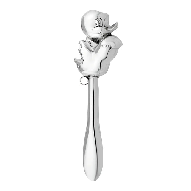 Babyrassel 925 Sterling - Silber mit Entleinmotiv, glatte Stielform