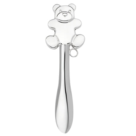 Babyrassel 925 Silber Teddybär mit glatter Stielform – Hochwertiges Babygeschenk zur Geburt oder Taufe.