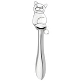 Babyrassel 925 Sterling Silber mit Kater-Design und glattem Stiel – Elegantes Babygeschenk zur Geburt oder Taufe.