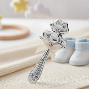 Babyrassel 925 Silber Frosch – stielförmig handgefertigt
