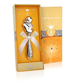 Babyrassel 925 Silber Entlein Stielform – handgefertigt 13cm