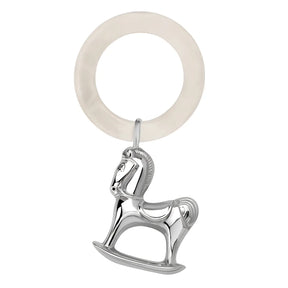 Babyrassel 925 Silber mit Acrylring – Pferd - Motiv