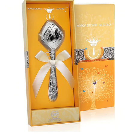 Niedliche Babyrassel mit Küken – 925 Sterling Silber