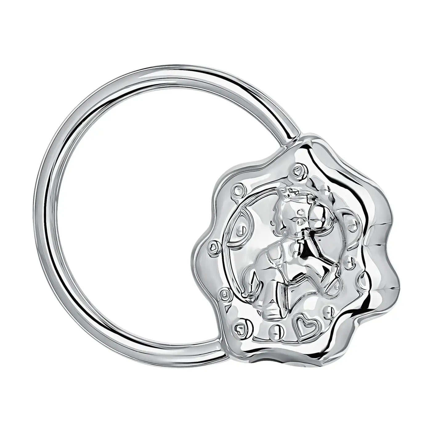 Babyrassel Pferdchen aus 925 Silber – rundes Design, ideales Geschenk zur Taufe oder Geburt