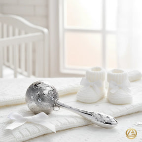 Babyrassel 925 Sterling Silber – Kugelform mit Teddybärmotiv