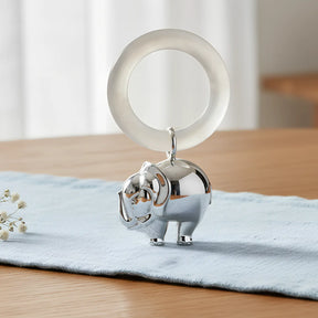 Babyrassel Elefant aus 925 Silber mit Acrylring – edles Geschenk zur Geburt und Taufe, handgefertigt und sicher für Babys.