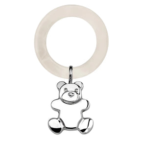 Babyrassel 925 Silber Teddybär – gravierbar mit Acrylring
