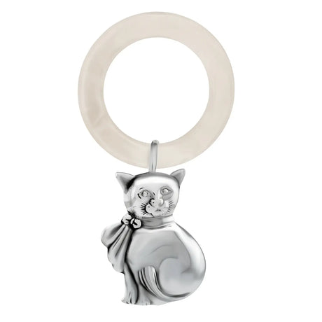 Babyrassel 925 Silber Katze - Acryl Beißring