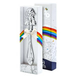 Babyrassel 925 Silber Puppe — Stielrassel in weißer Regenbogen-Geschenkbox mit Schleife