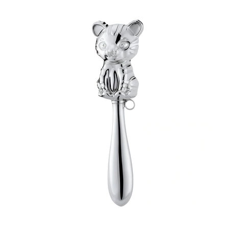 Babyrassel 925 Silber Tiger mit glatter Stielform – Edles Geschenk zur Geburt oder Taufe, hochwertig verarbeitet und personalisierbar.