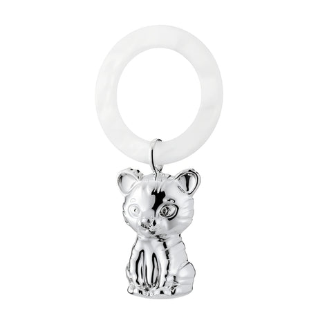 Babyrassel & Beißring 925 Silber Tiger – Exklusives Geschenk zur Geburt oder Taufe, hochwertig verarbeitet mit sanftem Klang.