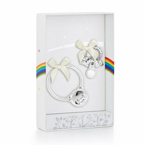 Babyrassel & Schnuller Set 925 Silber Teddybär - Premium Geschenkideen